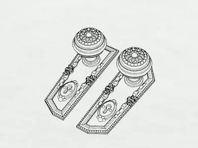 Dolls House Miniature Victorian Ornate Door Knob Handles 3D print model