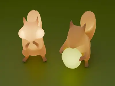 Indirect lighting of a devouring squirrel 3D model