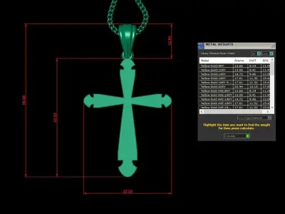 Light Gold 18K Cross Pendant 2CP005 3D print model