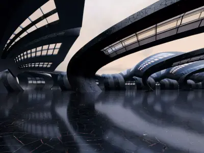 Parametric Modern Passage - Architectural Background- V2U6 Low-poly 3D model