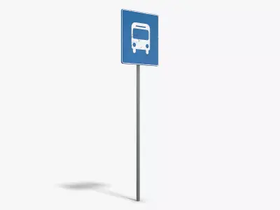 Bus Stop Sign Low-poly 3D model purchase