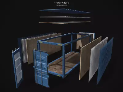 Extreme Modular 3D Container Low-poly 3D model