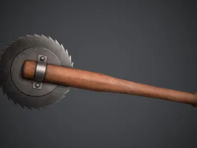 Sawblade Baseball Bat Low-poly 3D model