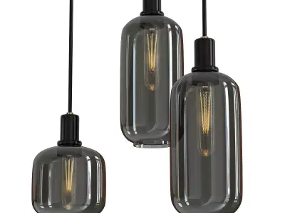 A M P three glass pendant lights hanging 3D model
