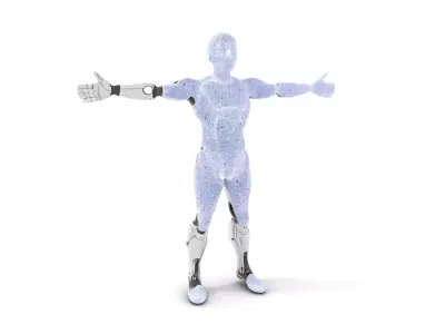 Futuristic Humanoid Robot Model Pack with Articulated Limbs Low-poly 3D model