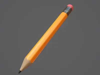 Pencil Yellow Low-poly 3D model