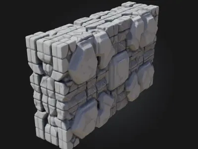 Super Realistic Modular RPG Wall Game-Ready Low-poly 3D model