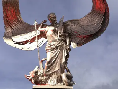 Medieval Angel slaying Dragon 2  3D model