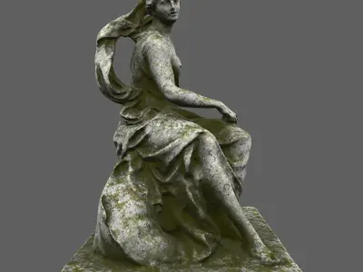 statue 4 of woman on rock 3D model