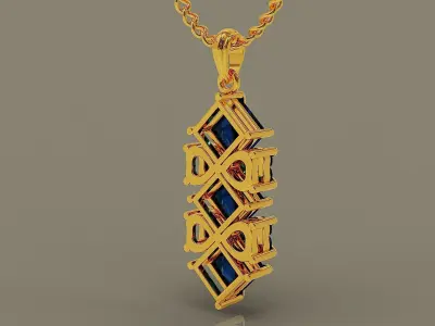 Prong set heart and princess shape diamond pendant 3D print model