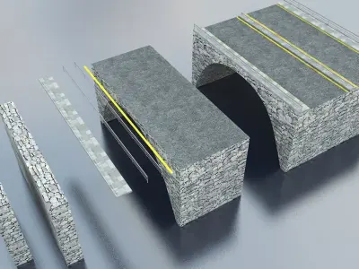 Rock Stone Bridge - Modular Buildable Kit Low-poly 3D model