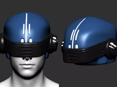helmet high poly sculpt 3d printable 3D model 7