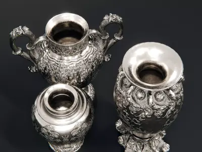 Silver Vases Low-poly 3D model