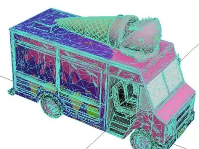 Ice Cream Truck Mobile Dessert Food Delivery Vehicle 3D model