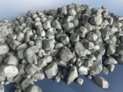 100 Debris Pebble Stones Low-poly 3D model