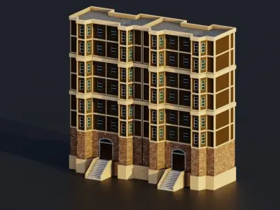 Pack Cartoon Buildings Low-poly 3D model