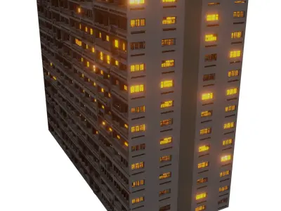 Asian Block of flats Low-poly 3D model