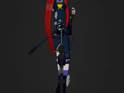 Anime Girl Codename IGNIS Low-poly 3D model