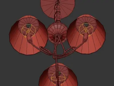 MANTRA three light chandelier in brass with shades 3D model