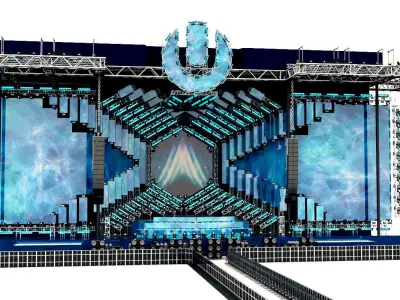 UMF Ultra Music Festival Miami Main Stage 2018 With Pioneer DJM Low-poly 3D model