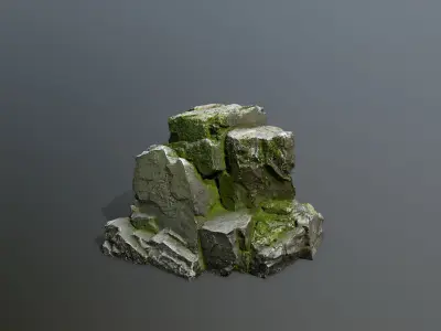 Mossy Rock Set Low-poly 3D model purchase