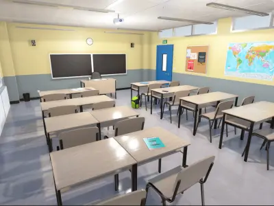 High school classroom Low-poly 3D model