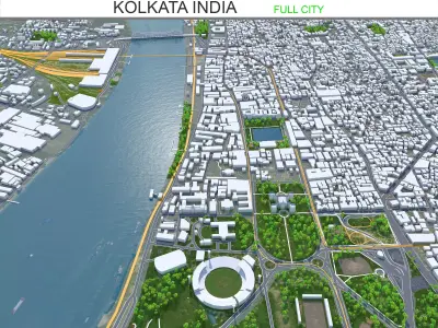 Kolkata City West Bengal India Low-poly 3D model