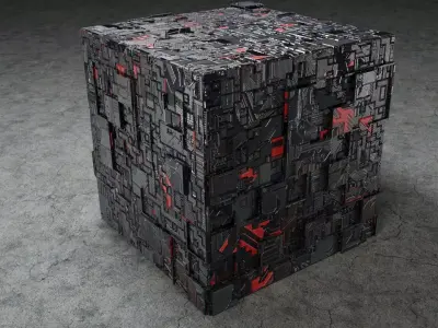 sci-fi cube Low-poly 3D model