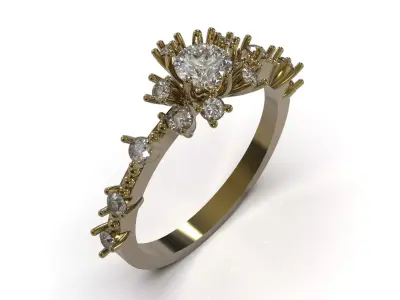 Starburst Cluster Engagement Cocktail Ring model sr0103 3D print model