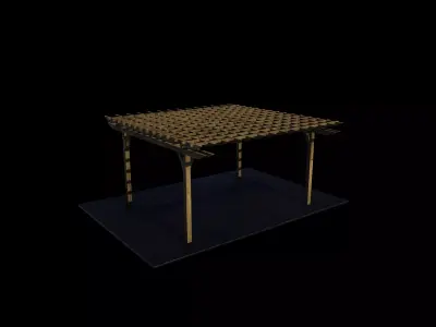 Wooden pergola 2 3D model