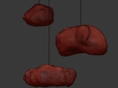 Untitled three cloud shaped pendant lights hanging from ceiling 3D model