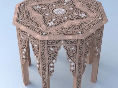  Damascene Arabesque Antique Table 3D model