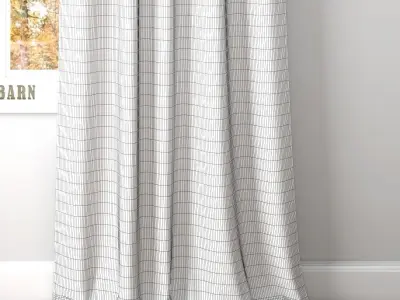 DUPIONI SILK DRAPE-Pottery Barn 3D model