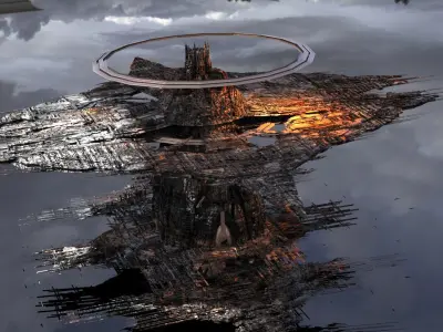 Cyberpunk Dystopian Fire embers collection Low-poly 3D model