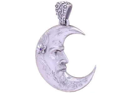 Golden Crescent Moon Pendant - 3D Printable Model 3D print model