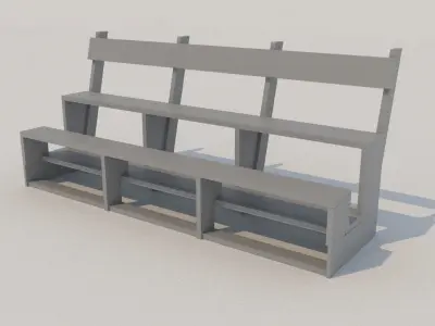 Bench shelving unit with two shelves 3D model