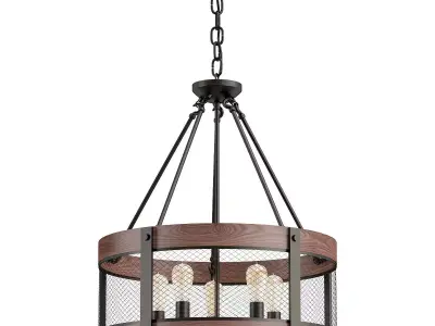 vittoria-fr4561-pl-05-b wood and metal chandelier with glass ... 3D model