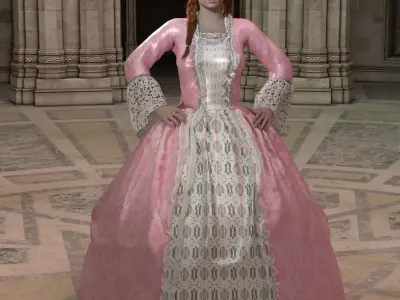 Victorian Gown Set 3D model