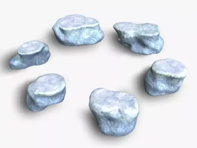 Short Flat Rocks - Ice Low-poly 3D model