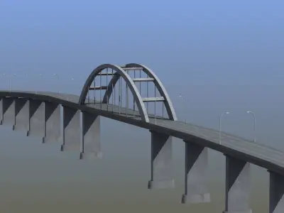 Road Bridge Low-poly 3D model