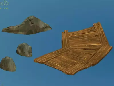Broken - Wooden Bridge - Stone 06 3D model
