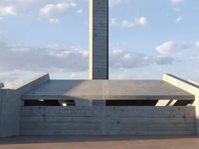 Modern Concrete Resting Area Low-poly 3D model