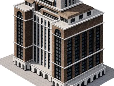 Skyscraper05 NewYork-Style Low-poly 3D model