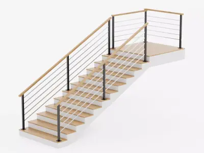 Square Staircase V1 - Modular Modern Interior Stairs Low-poly 3D model