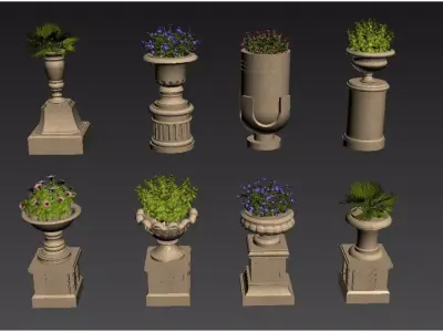 European-style flower pot 3D model