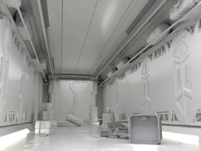 Sci-fi interior Scene for renders 3D model Low-poly 3D model
