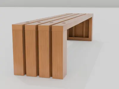 Outdoor Wooden Bench 3  Low-poly 3D model