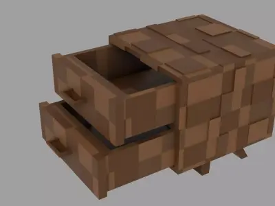 Low Poly Stylized Drawer  Nightstand Game Ready Free low-poly 3D model