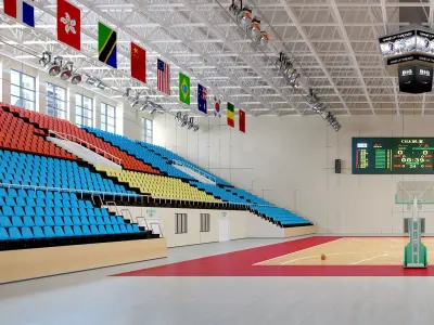 Modern Indoor Basketball Stadium Gymnasium  Low-poly 3D model