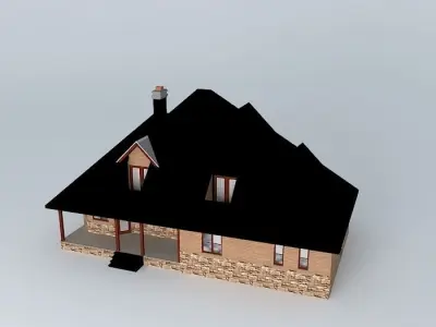 Old-style two story house Free 3D model